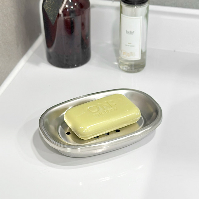 모나코올리브 스테이솝 물빠짐 스텐 비누받침대, 1개, 실버