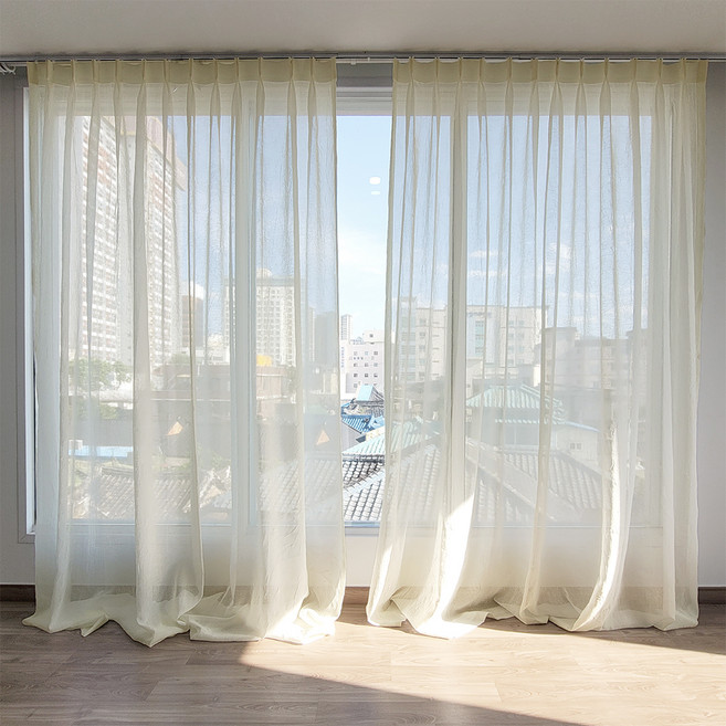 나비손길 나비주름 샤크리즈 복층커튼 2p