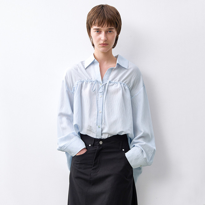 아틀리에나인 여성용 셔링 스트링 블라우스 BL-4296