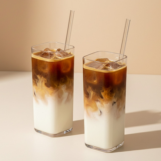 트라이탄 깨지지 않는 사각 아메리카노 라떼 커피컵 510ml, 투명, 2개