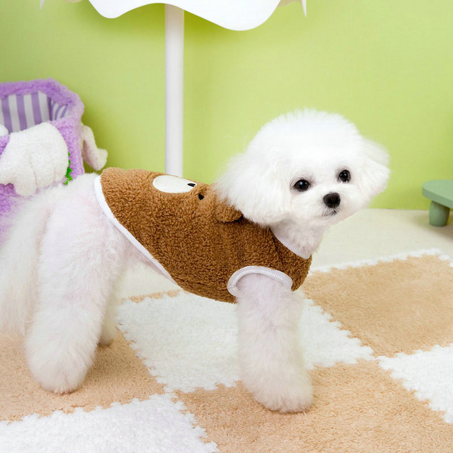 파스텔펫 반려동물 극세사 곰돌이 티셔츠, 1개, 브라운