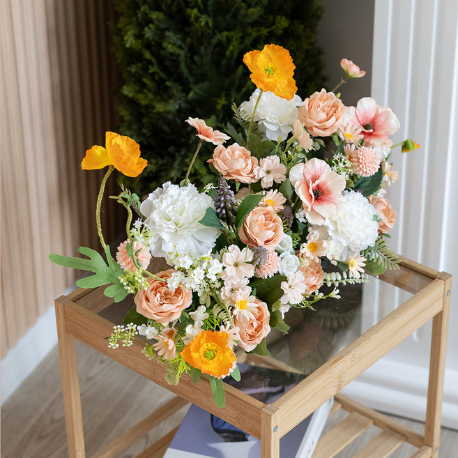 플라워트리 조화 봄날 살구빛정원 센터피스, 혼합색상, 1개