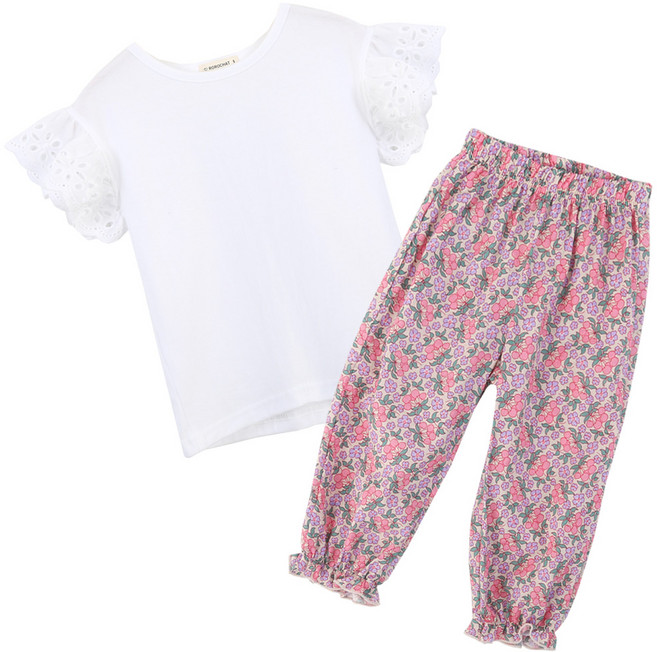 로로샤 여아용 모넬라 티셔츠 9부 상하 바지세트