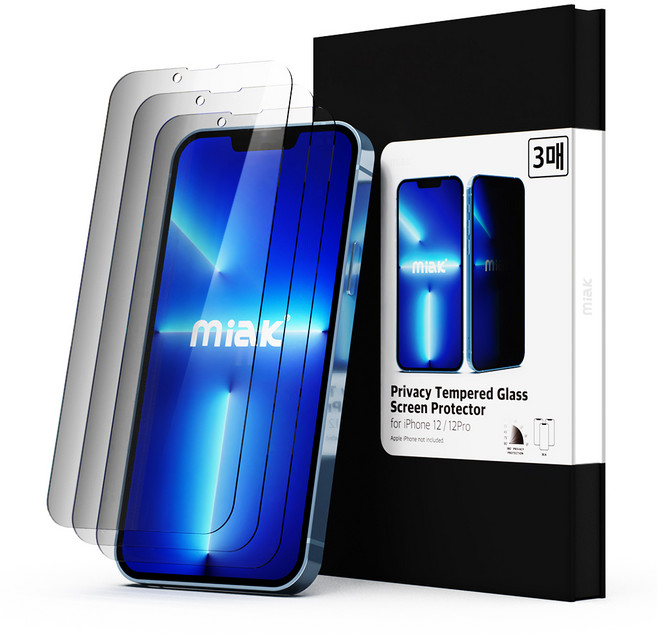미아크 노베젤 사생활보호 강화유리 풀커버 액정보호필름 3개입, 1세트