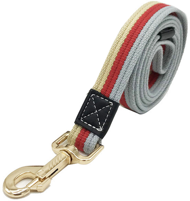 펫츠몬 강아지 소프트롱 스트라이프 리드줄, 레드 + 베이지 + 그레이 스트라이프, 1개