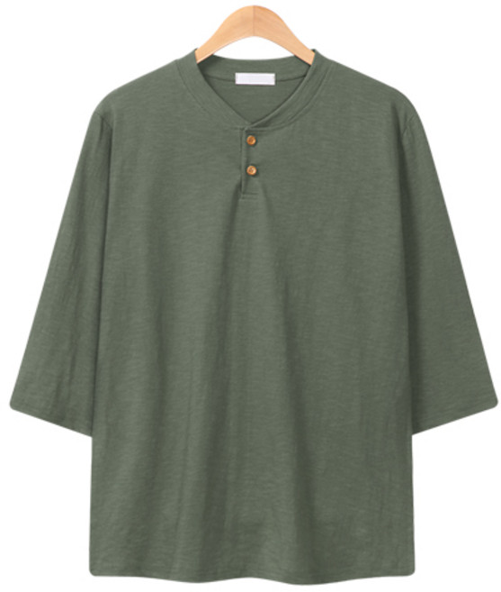 레이먼 남성용 지텐 헨리넥 슬라브 7부 티셔츠