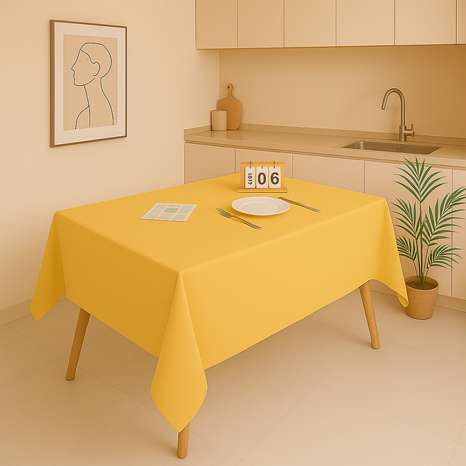 아싸레 파티 방수 식탁보, 노랑, 137 x 274 cm, 1개