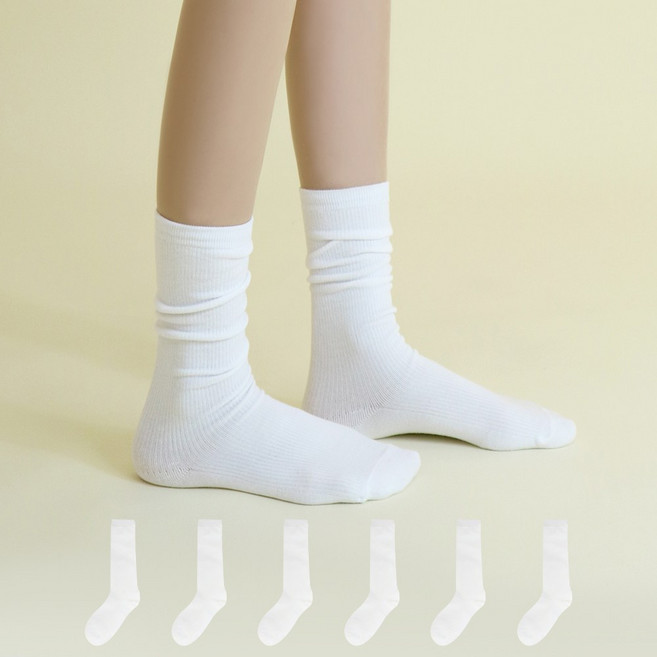 마이싹 여성용 긴목 골지 롱롱 양말 6켤레
