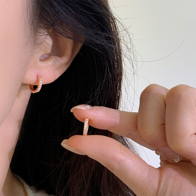 스타일플래닛 여성용 미니 큐빅 원터치 귀걸이 8mm