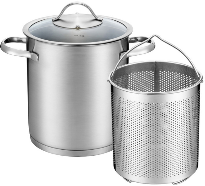 Cookever Essential系列 不鏽鋼義大利麵鍋 18cm (附玻璃鍋蓋), 1組, 銀色