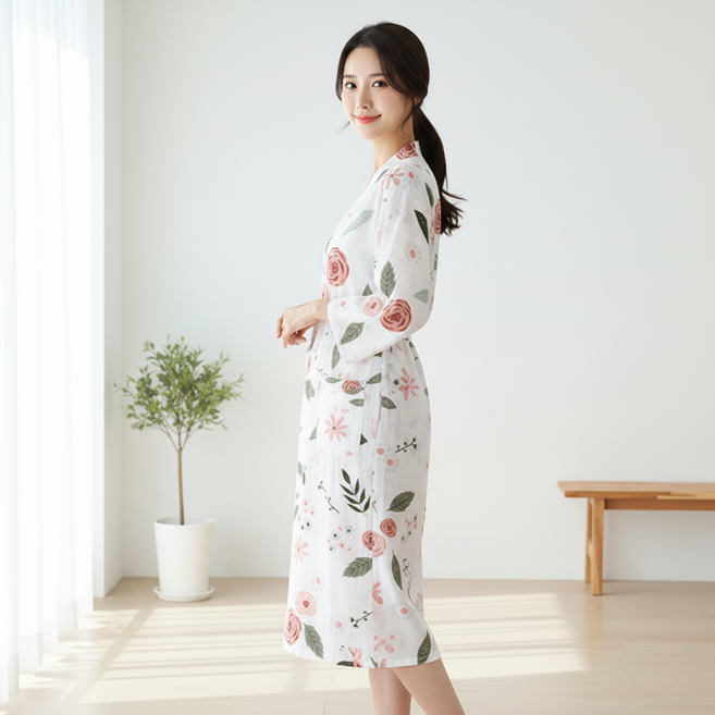 Marketpia 女性純棉居家服浴袍日式睡衣