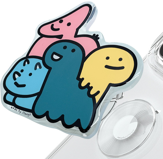 쏭스디자인 체인지 탈부착 그립 아크릴 톡 휴대폰 거치대, 꼼지락 프렌즈, 1개