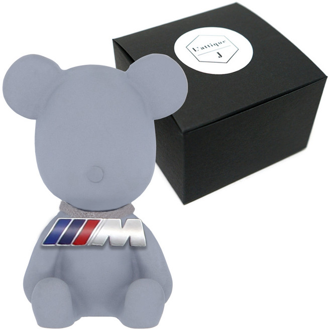 라띠크제이 엠블럼베어 차량용 방향제 BMW-M 그레이 + 클린코튼 5ml 리필 세트, 1개