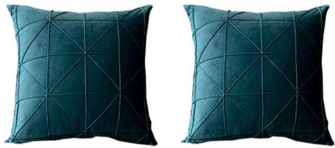 입체 자수 베개 벨벳 부드러운 천소재 소파쿠션 솜포함 2p, 청록