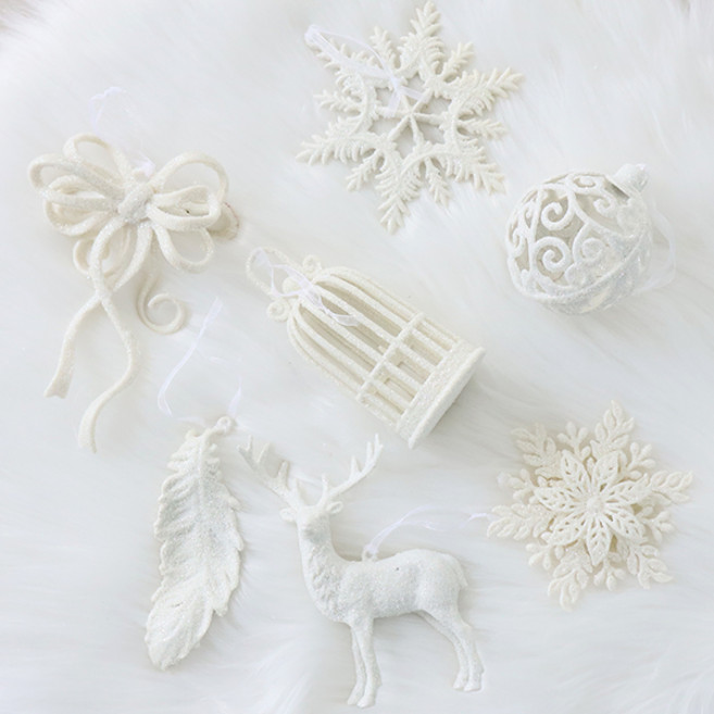 모리앤 크리스마스 클래식무드 트리장식 오너먼트 7종 B세트, 퓨어화이트B, 1세트