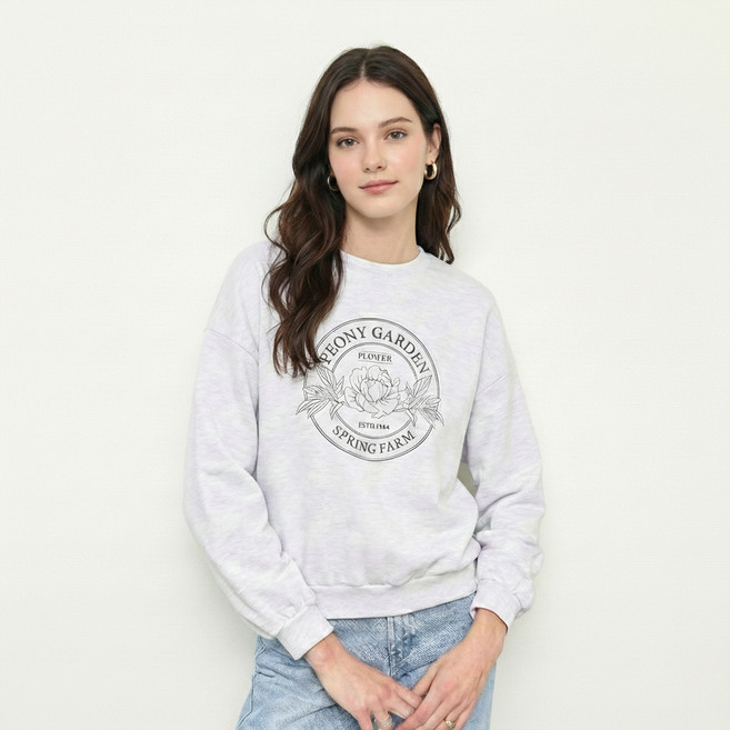 에이비플러스 여성용 플라워 프린팅 라운드넥 맨투맨 LSA5MK39