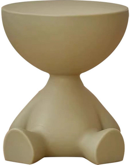 bebehome 奶油風簡約創意造型茶几 37x41cm, 卡其色