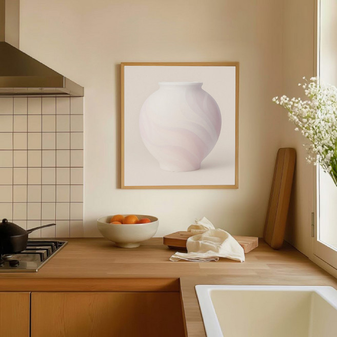 퍼니즈 인테리어 액자 미포함 동양화 달항아리 그림 정사각 포스터 웨이브