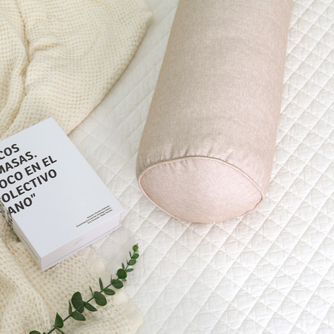 우리앤데코 샤이니 원형 롱쿠션커버, 베이지