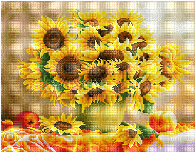 아이러브페인팅 금전운을 부르는 해바라기 DIY 비즈 보석십자수 액자 세트 40x50cm, 해바라기 베이스, 1개