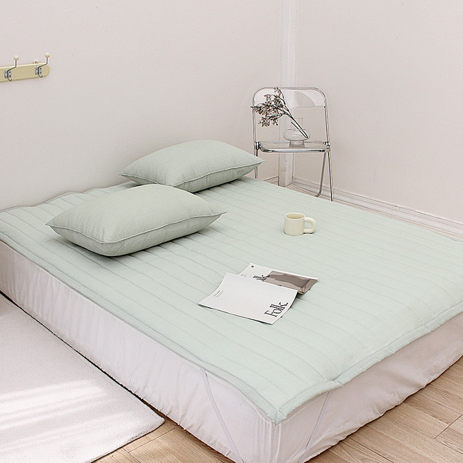 슈에뜨룸 어바웃 뱀부 시어서커 누빔 침대패드, 아보카도그린