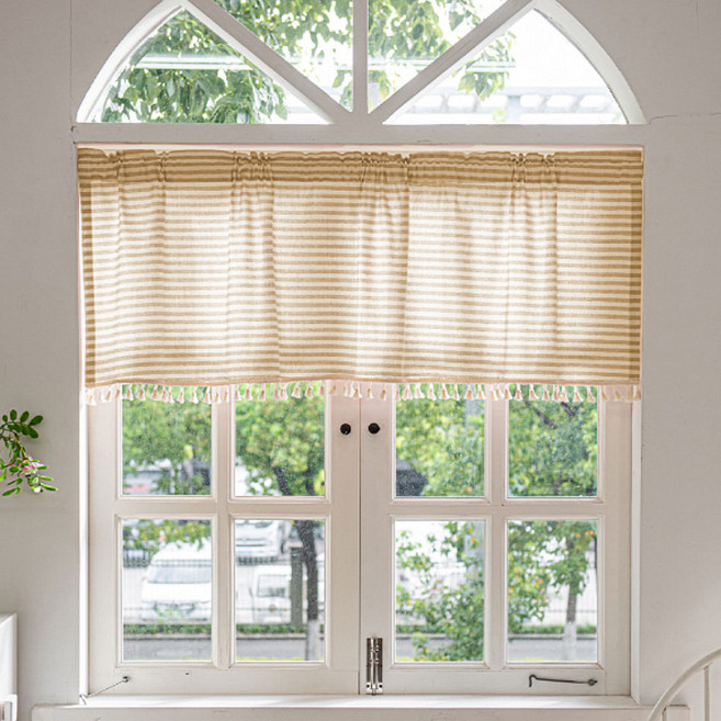 지앤와이 스트라이프 태슬 작은창 가리개 바란스 커튼