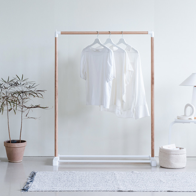 네이프 이동식 행거 CM1000L, 우드 + 화이트