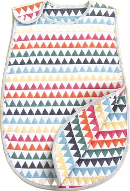 JoyNa 日式6層紗背心式防踢被, 彩虹三角 白色