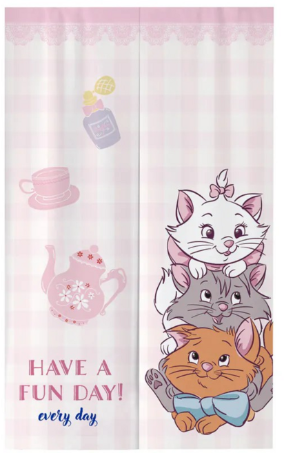 Disney 迪士尼 貓狗長門簾, 格紋瑪麗貓 粉色