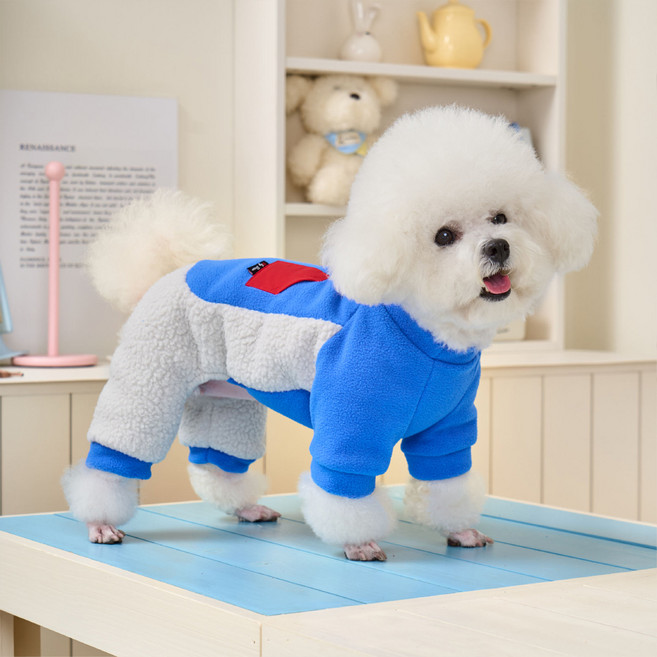 아티펫 반려동물 투톤 컬러 블록 견인 올인원, 블루, 1개