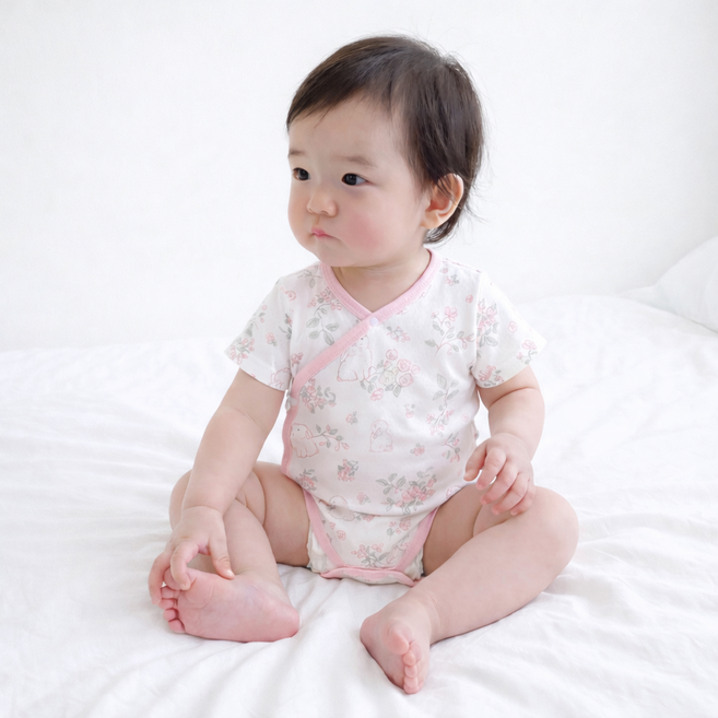 베베니즈 신생아용 쿨순면 배냇 반팔바디수트