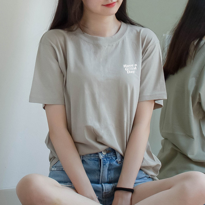 험블스튜디오 여성용 통기성 9색상 여름 로고티 17수 면 반팔티 KK39085