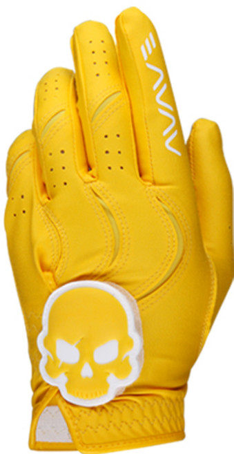 어베이브 여성용 스컬로고 칼라 골프장갑 왼손용, 옐로우, 1개