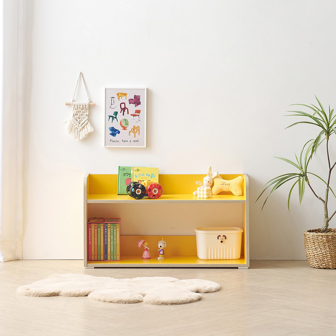 아동용 동그리 책장 800, 옐로우, 2단
