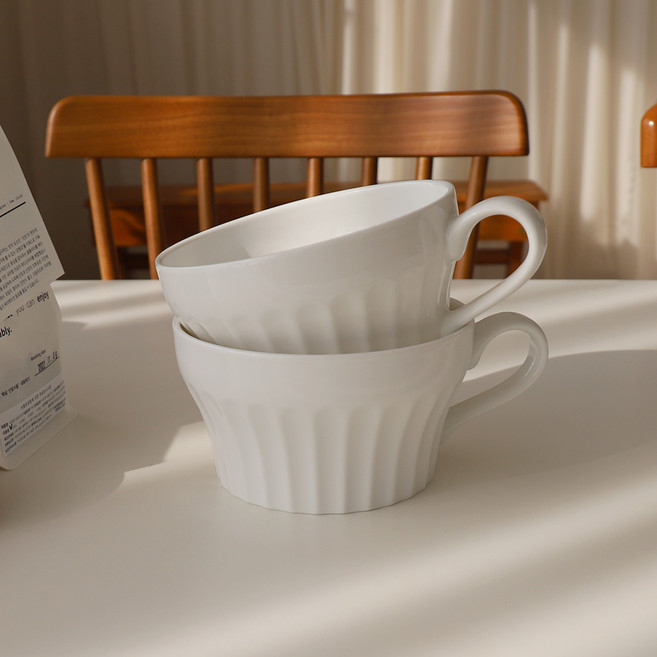 花園系列把手麵碗, 2個, 白色