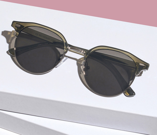 멜라크메 자외선차단 라운드 하금테 뿔테 5695 선글라스