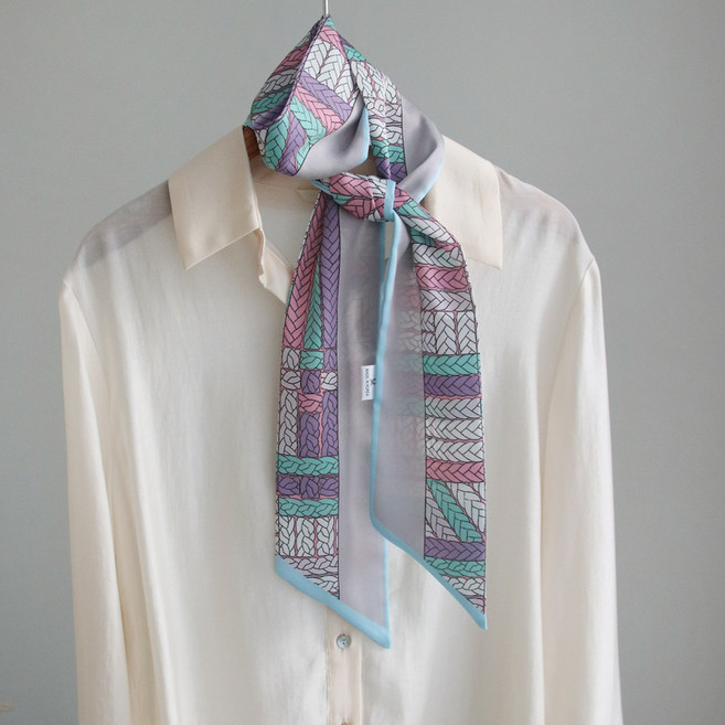 바비수 베리 트위스트 롱 타이 스카프