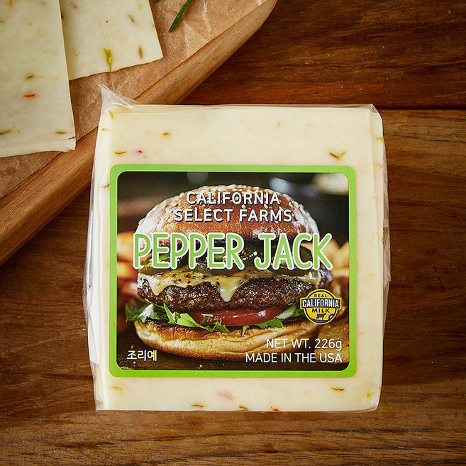 캘리포니아 셀렉트 팜즈 페퍼잭 슬라이스 치즈, 226g, 1개, 1개입