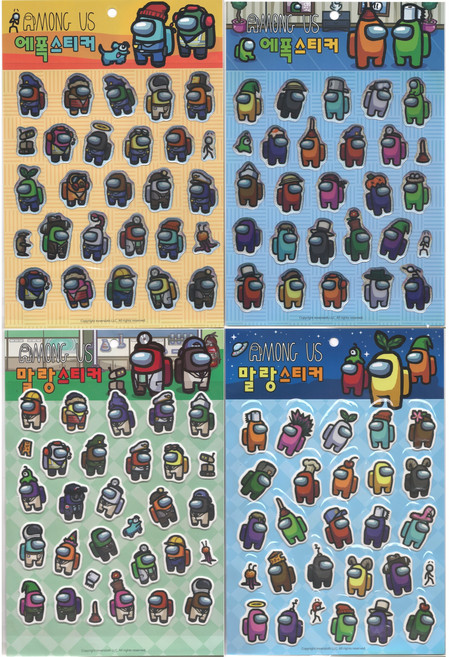 유니콘 어몽어스 스티커 4종 세트, 혼합색상, 1세트