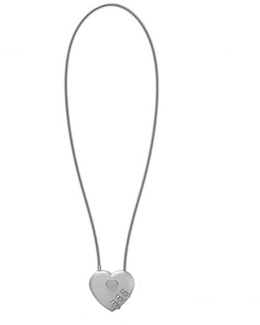 트래블큐브 하트 스테인레스 코팅 롱케이블 3다이얼 자물쇠 그레이 50cm, 1개