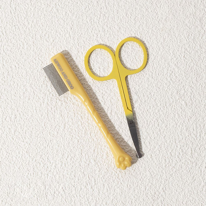 파스텔펫 반려동물 눈꼽 관리 빗 가위 FREE 세트, 옐로우, 1세트