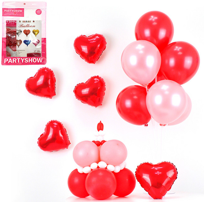 파티쇼 생일파티 풍선 케이크 벌룬세트, 레드, 1세트