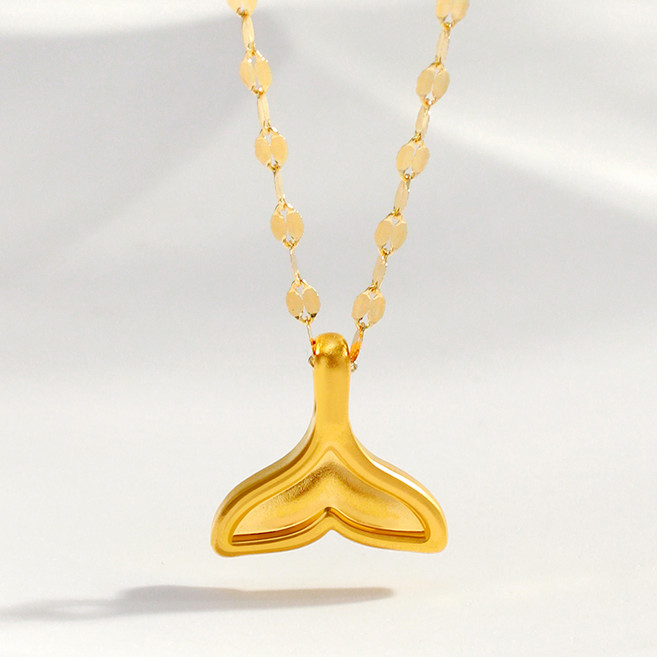 골드팡 24K 순금 고래꼬리 럭키참 0.08g 18K 체인 목걸이 0.38g + 쇼핑백