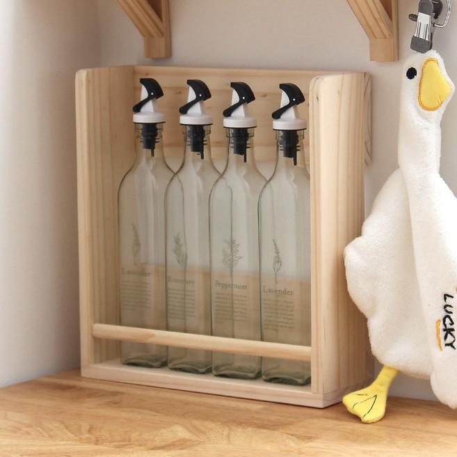 올리빙 오일병 양념통 선반, 원목, 1개