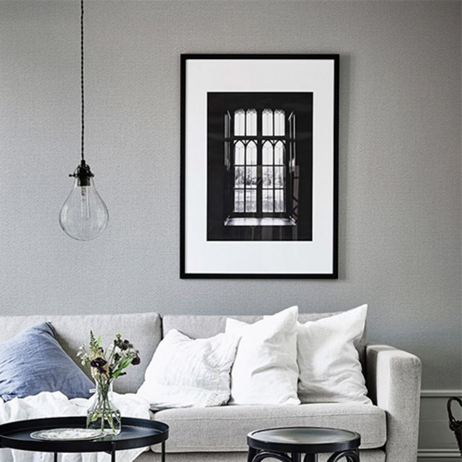 홈앤데코 물로 붙이는 합지 포인트 벽지, 딥그레이계열(93454-5)