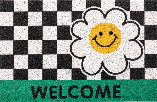 더자카 스마일 PVC 미끄럼 방지 코일 매트, 블랙, 1개