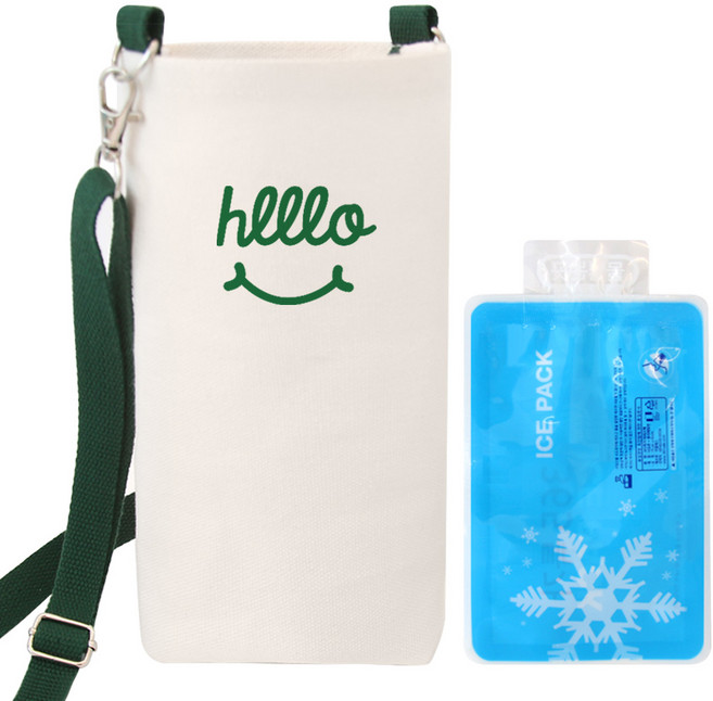 HO 내부방수 텀블러 물병 크로스가방 + 아이스팩 세트, 혼합색상, 1세트