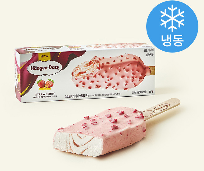 하겐다즈 스트로베리 앤 유자 아이스밀크바 (냉동), 1개, 1개입, 80ml