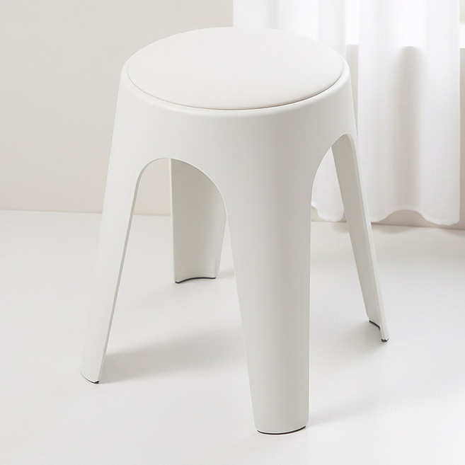 로티홈시스 르엘 이음 가죽 플라스틱 등받이 없는 보조 화장대 스툴 의자 원형, 1개, 크림