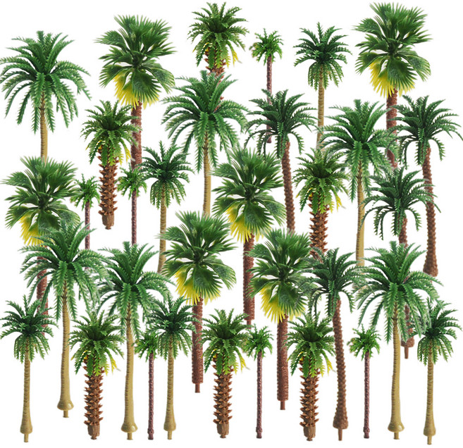 코히모 미니어처 테라리움 디오라마 조경용 나무 재료모형 diy 키트 4W048 6종 x 5p 세트, 야자나무30그루, 1세트